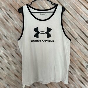 Under Armour White and Black HeatGear Tank Top Athletic Shirt